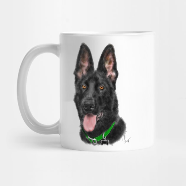 Smiling Black German Shepherd by LITDigitalArt